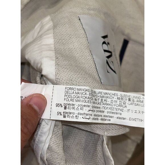 Zara Cream  Single Breasted Notch Lepel Two-Button Blazer Jacket Men's Size 40 - Picture 9 of 10